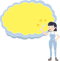 flat color illustration of a cartoon female plumber