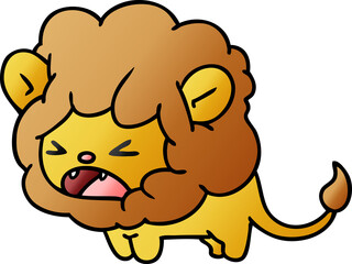 gradient cartoon of cute kawaii roaring lion