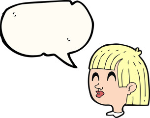 speech bubble cartoon female face