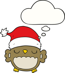 cute christmas owl and thought bubble