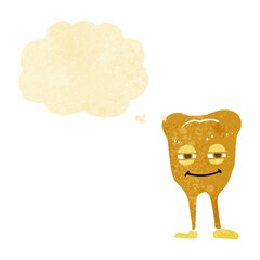 cartoon smiling tooth with thought bubble