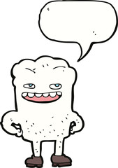 cartoon tooth with speech bubble