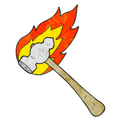 texture cartoon flaming hammer