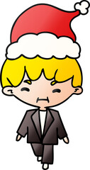 christmas gradient cartoon of kawaii boy