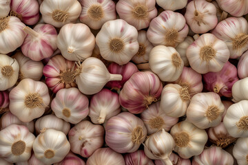 Top view of seamless garlic bulbs