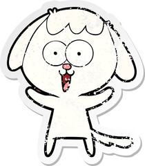 distressed sticker of a cute cartoon dog