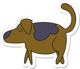 sticker of a quirky hand drawn cartoon dog