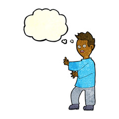 cartoon shocked man with thought bubble