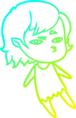 cold gradient line drawing cartoon vampire girl