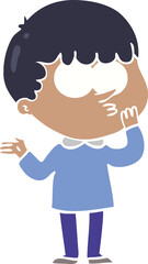flat color style cartoon curious boy