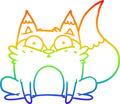 recommend clip art: rainbow gradient line drawing cartoon startled fox