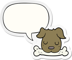 cartoon dog and bone and speech bubble sticker