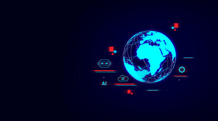 AI robots forward the technology of the future concept. Artificial intelligence, innovation and Ai technology change the world