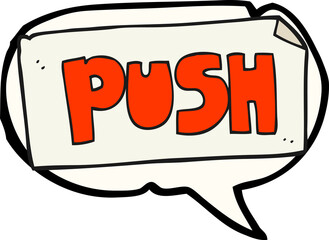 speech bubble cartoon push door sign