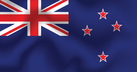 Flat Illustration of the New Zealand flag. New Zealand national flag design. New Zealand wave flag.
