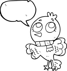 cute speech bubble cartoon bird