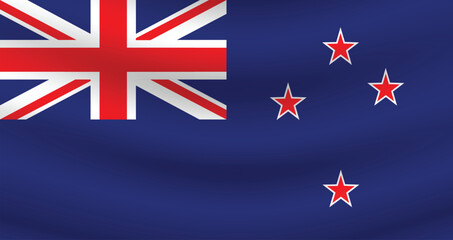 Flat Illustration of the New Zealand flag. New Zealand national flag design. New Zealand wave flag.
