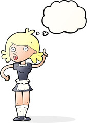 cartoon surprised maid with thought bubble