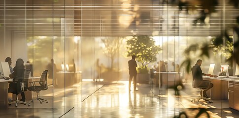 blurred image of a lot of business people and employee working in modern office. blurred background.
