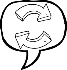 speech bubble cartoon recycling arrows
