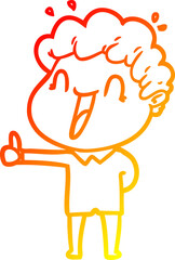 warm gradient line drawing cartoon happy man