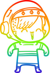 rainbow gradient line drawing happy cartoon space girl