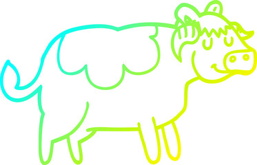 cold gradient line drawing cartoon cow