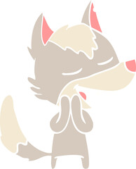 flat color style cartoon wolf laughing