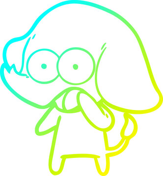 recommend clip art: cold gradient line drawing cute cartoon elephant