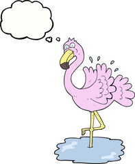 thought bubble cartoon flamingo