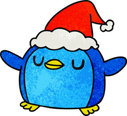 christmas textured cartoon of kawaii penguin
