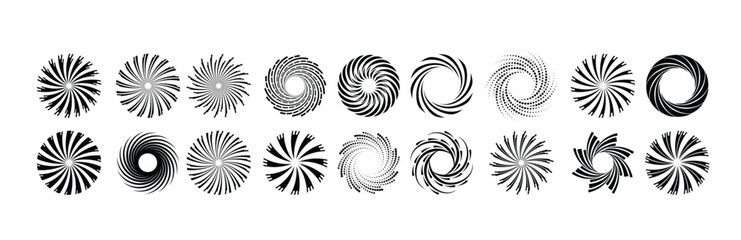 Swirls and irregular round decorative shapes. Vector illustration.