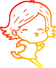 warm gradient line drawing cartoon woman