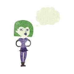 cartoon vampire girl with thought bubble