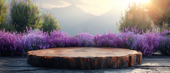 For a calming display, use the Lavender Tranquility 3D Rendered Wooden Podium with Serene Lavender...