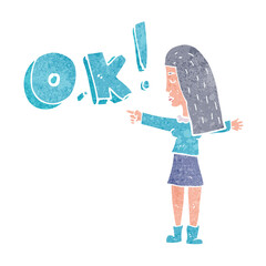 cartoon woman thinking OK