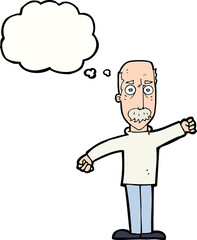 cartoon angry old man with thought bubble