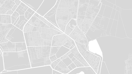 Background Shubra El Kheima map, Egypt, white and light grey city poster. Vector map with roads and water.