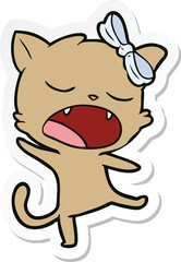 sticker of a cartoon singing cat