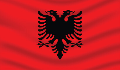 Flat Illustration of Albania flag. Albania national flag design. Albania Wave flag.
