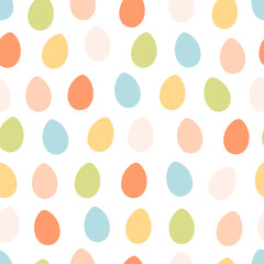Easter eggs seamless pattern. Painted colorful eggs. Happy Easter. Vector illustration in flat style