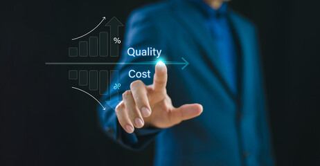 Cost and quality increase control solution. Business efficient budget strategy, project management...