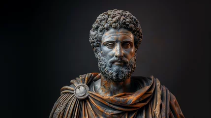 Fotobehang Black and Gold Statue of Marcus Aurelius, Stoicism, Generative AI. © Essa