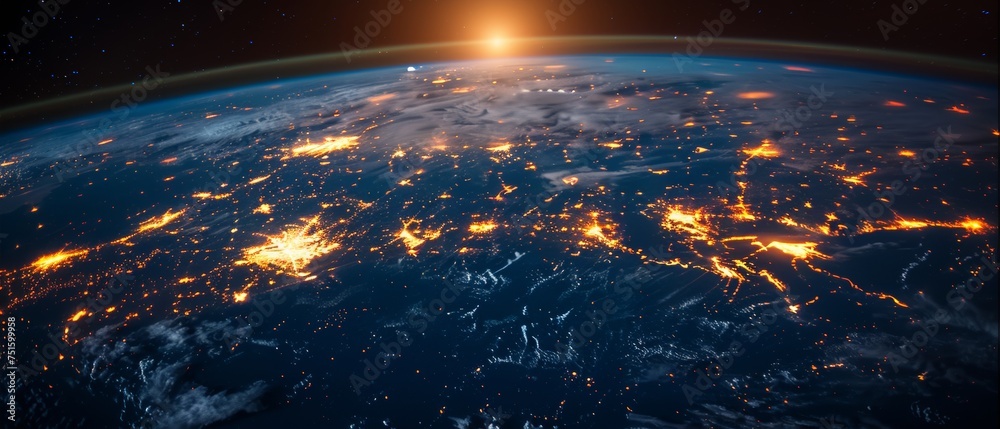 Aufkleber This is an image depicting communication technology for the internet business. The Global World Network and Telecom on Earth and the Internet of Things.