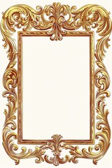 exquisite illustration of a golden frame, meticulously crafted to enhance your paper, set against a clean white background, capturing the entire view of the frame for a stunning visual impact