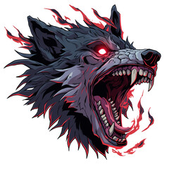 scary character icon logo wolf transparent background, csary - obrazy, fototapety, plakaty
