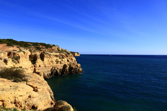 View of the Algarve coast which is an administrative region located in the south of mainland Portugal