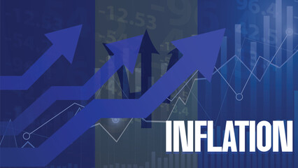barbados Inflation concept Inflation Graph with Arrows going upword and glowing text. Increasing Inflation worldwide concept backdrop