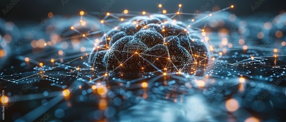 Poster Concept of artificial intelligence machine learning applied to business Internet technology.