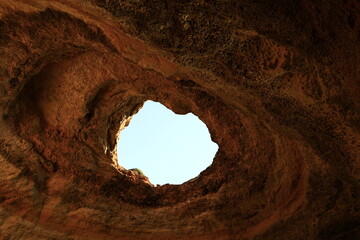 View on the cave of Benagil located in the Algarve coast in the south of mainland Portugal - obrazy, fototapety, plakaty